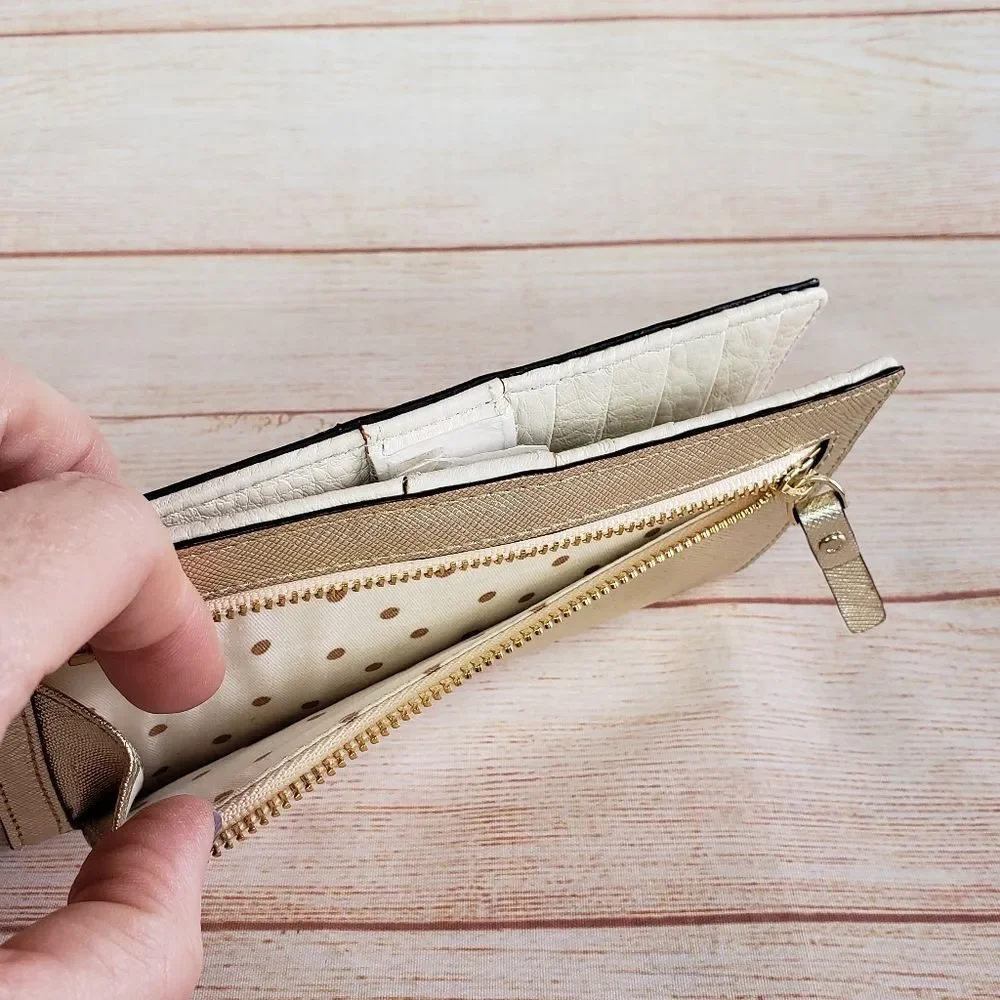 Kate Spade Saffiano Leather Metallic Wallet with Gift Box